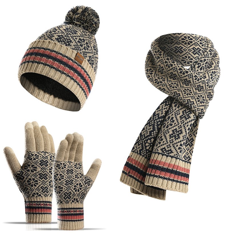 " Winter 3 in 1 Scarf Hat Glove Set for Women "